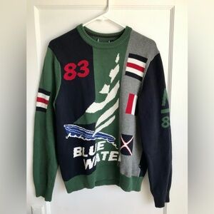Nautica N83 Vintage Blue Water Sailing Heavy Knit Sweater Size Medium